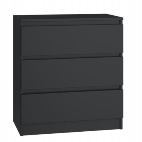 Komoda MALWA 3 szuflady 70 cm - czarny matowy