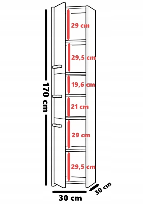 Szafka łazienkowa 30cm SARA S33 słupek - biały matowy