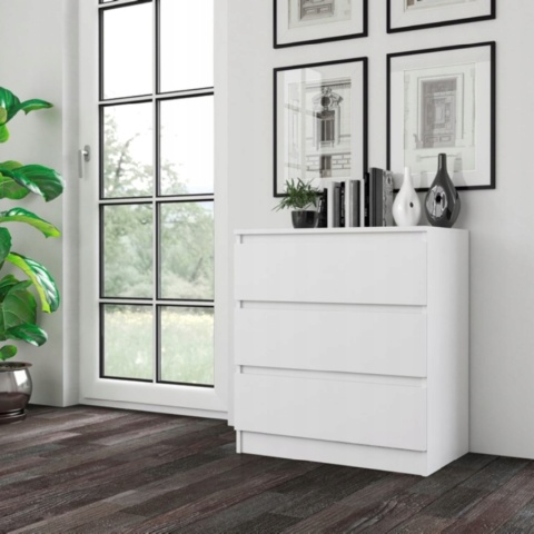 Komoda MALWA 3 szuflady 70 cm - biały matowy
