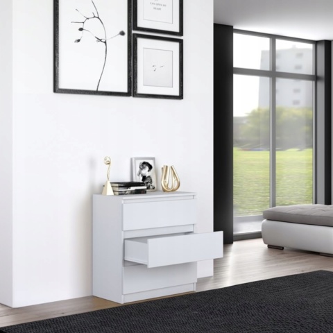 Komoda MALWA 3 szuflady 70 cm - biały matowy