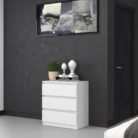 Komoda MALWA 3 szuflady 70 cm - biały matowy