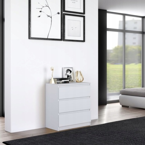 Komoda MALWA 3 szuflady 70 cm - biały matowy