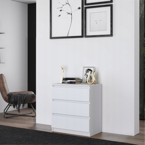 Komoda MALWA 3 szuflady 70 cm - biały matowy