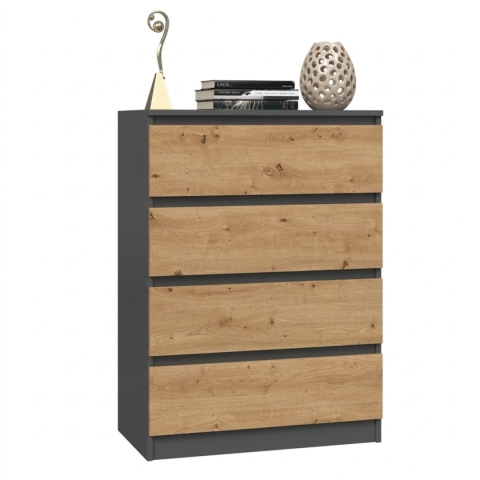 Komoda 70 cm MALWA 5 szuflad - mix antracyt / dąb artisan