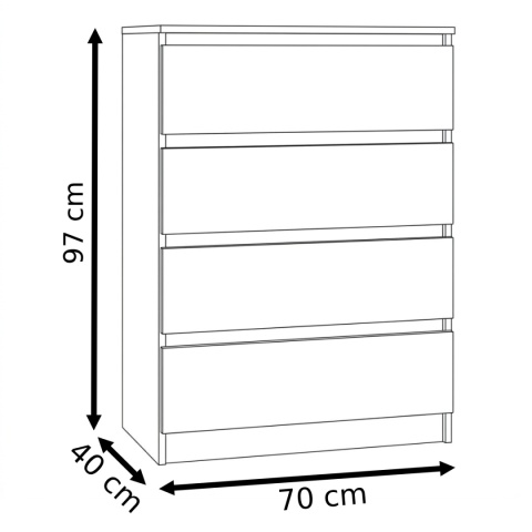 Komoda 70 cm MALWA 5 szuflad - mix antracyt / dąb artisan