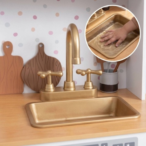 Kuchnia dla dzieci z dźwiękami i LED drewniana duża otwierane szafki 7 akcesoriów ECOTOYS